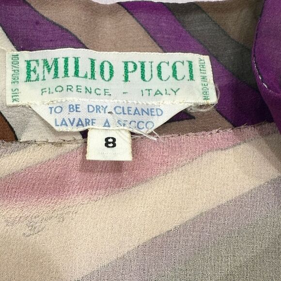 Vintage Emilio Pucci 100% Silk Midi Geometric Patterned Dress Size 8 - Picture 8 of 9